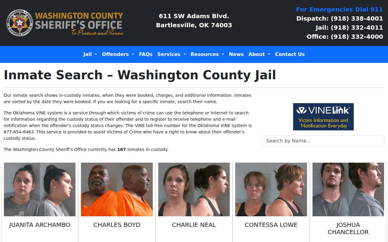 Washington County inmate search and warrant distinction
