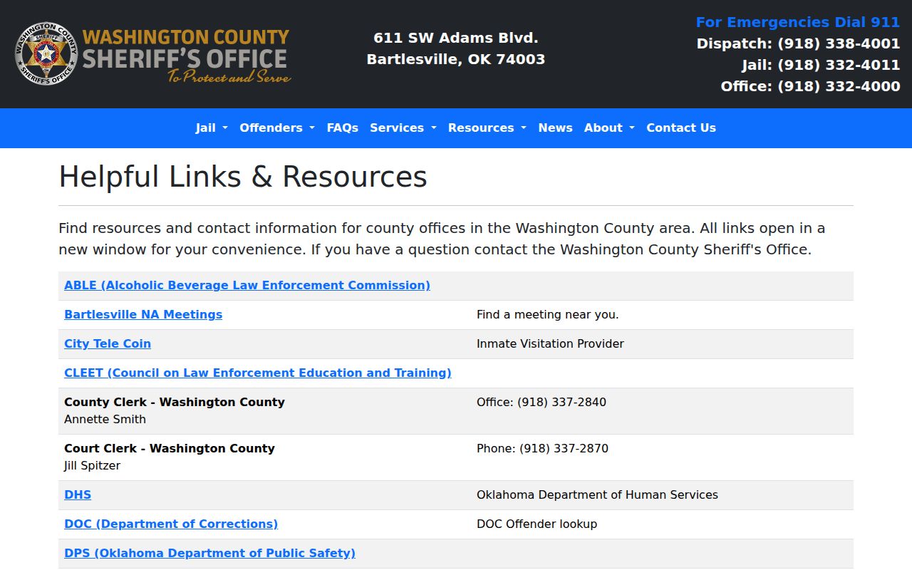 Washington County state and county referral resources