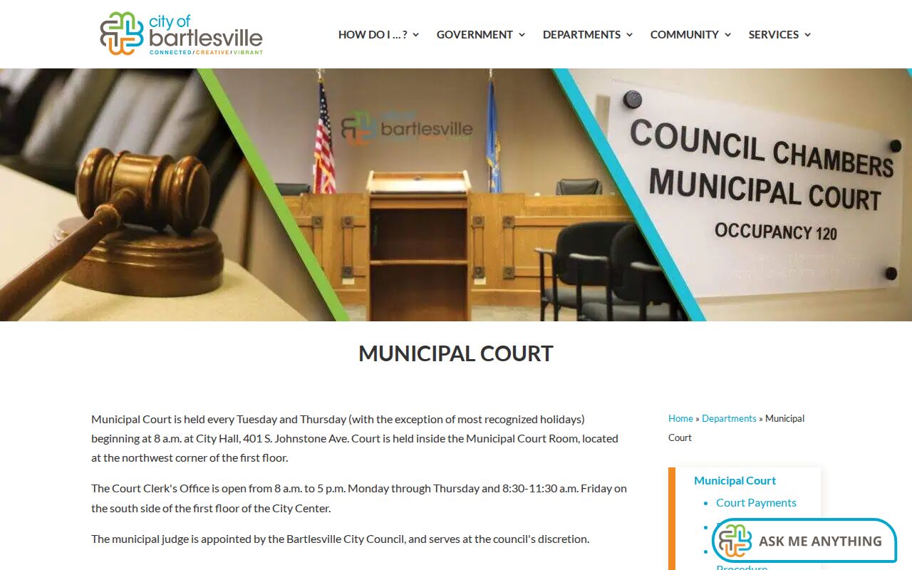 Bartlesville Municipal Court location reference